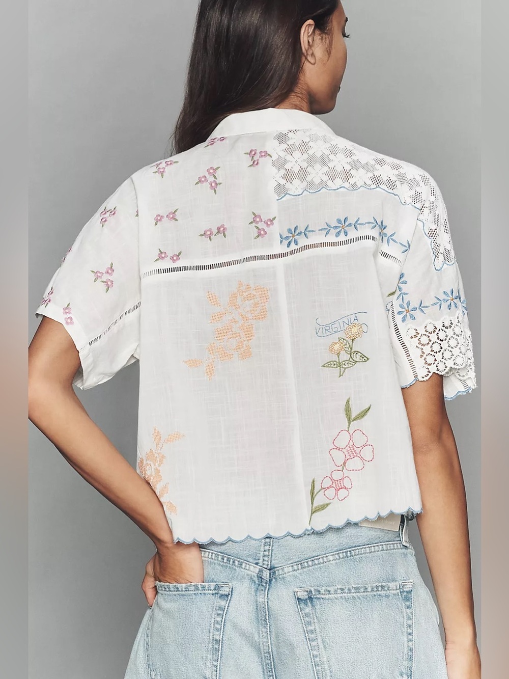 NWT By Anthropologie 100% Cotton Embroidered Buttondown Shirt - Picture 3 of 4